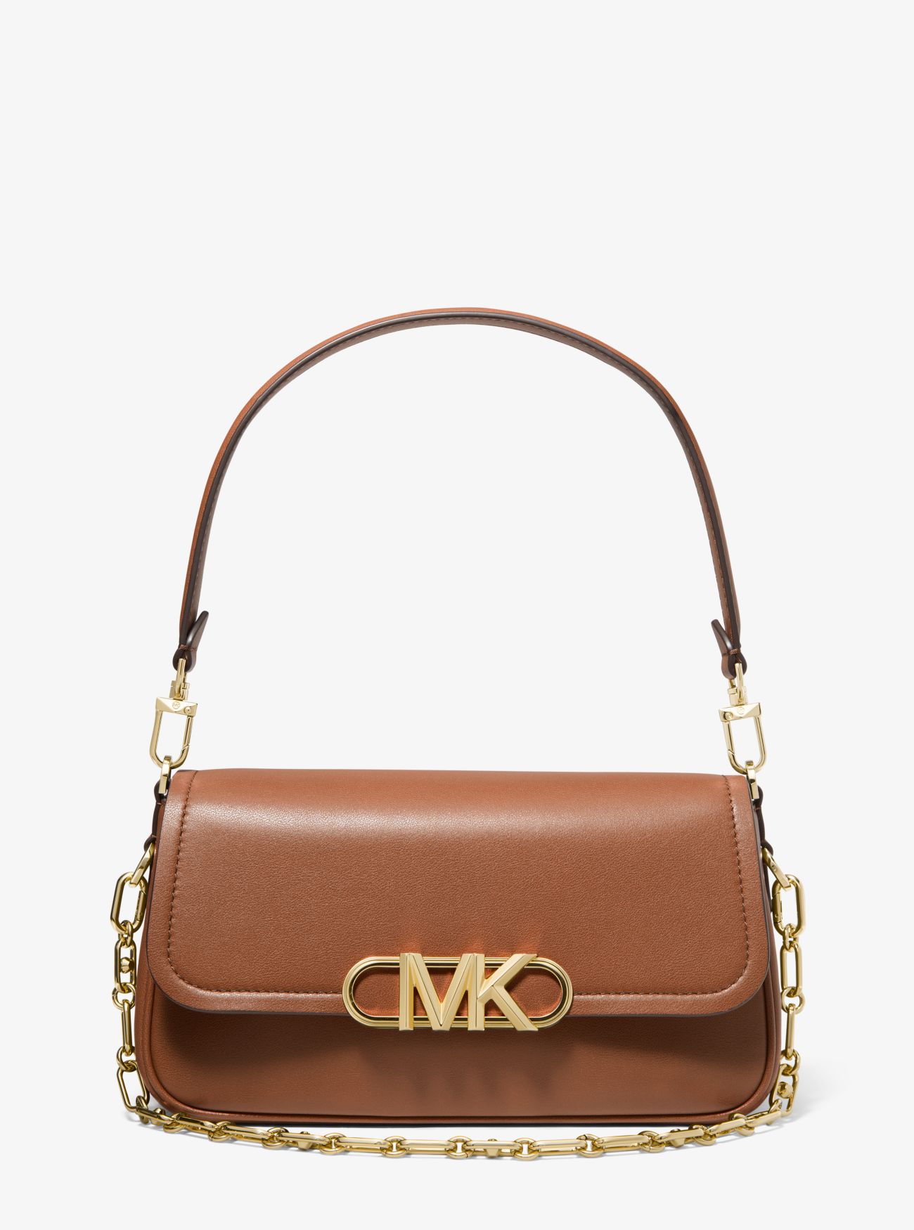 MK Parker Medium Leather Shoulder Bag - Brown - Michael Kors