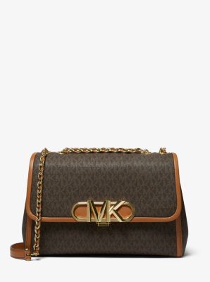 Michael Kors Monogram-printed Zipped Dual-handle Bag in Black