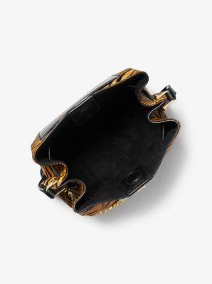 Hamilton Legacy Medium Tiger Print Calf Hair Messenger Bag in MARIGOLD | Michael Kors