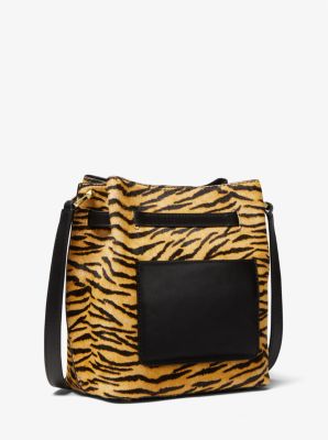 Hamilton Legacy Medium Tiger Print Calf Hair Messenger Bag