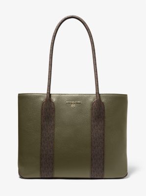 Austin Large Pebbled Leather and Logo Tote Bag