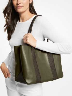 Austin Large Pebbled Leather and Logo Tote Bag