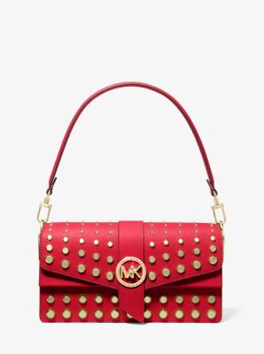 Michael Kors Small Chain Item Red Quilted Shoulder Flap Handbag (Red), Women's (leather)