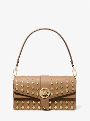 Sac porté épaule Greenwich convertible de taille moyenne en cuir saffiano clouté image number 0