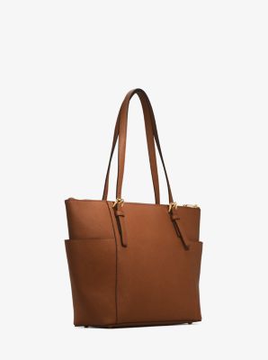 Jet Set Large Crossgrain Leather Top-Zip Tote Bag | Michael Kors