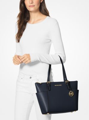 Michael kors jet set large crossgrain leather tote on sale