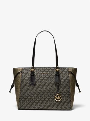 Voyager Medium Two-Tone Metallic Logo Tote Bag