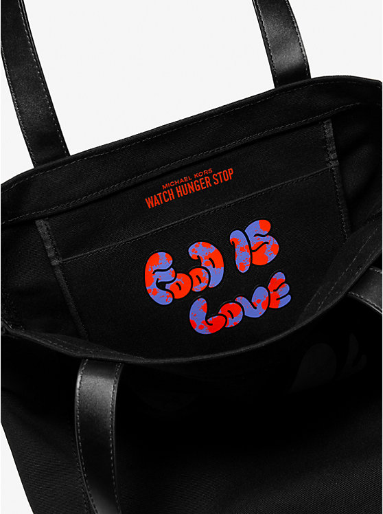 Watch Hunger Stop LOVE Large Cotton Canvas Tote Bag image number 2