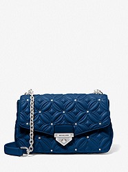 SoHo Large Studded Quilted Faux Leather Shoulder Bag - RIVER BLUE - 30F2S1SL3U