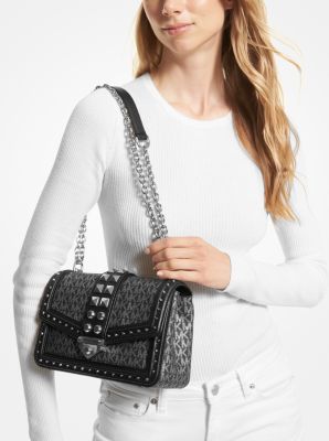 SoHo Large Studded Metallic Logo Shoulder Bag Michael Kors