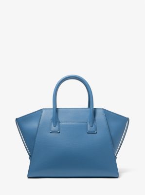 Avril Large Leather Top-Zip Satchel in HERITAGE BLUE | Michael Kors