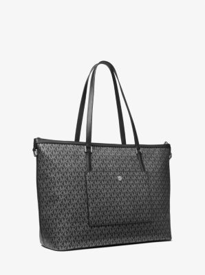 MICHAEL KORS Silver Black Leather Has tag! Monogram Metallic Tote