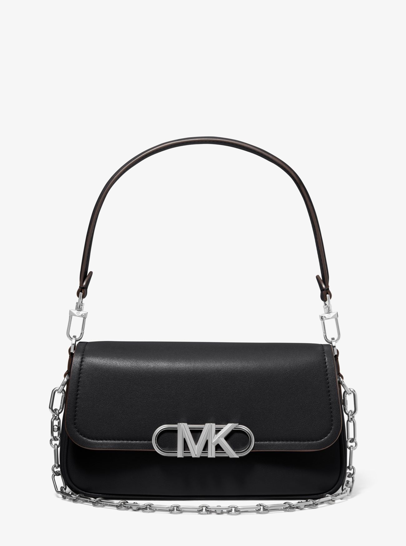 MK Parker Medium Leather Shoulder Bag - Black - Michael Kors
