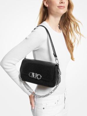 The Flap Convertible Crossbody Bag in Snake Embossed Leather