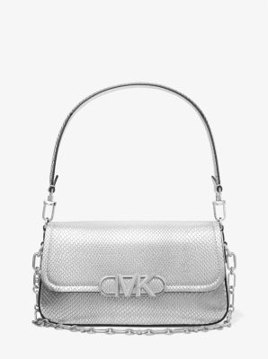 Parker Medium Metallic Snake Embossed Leather Shoulder Bag