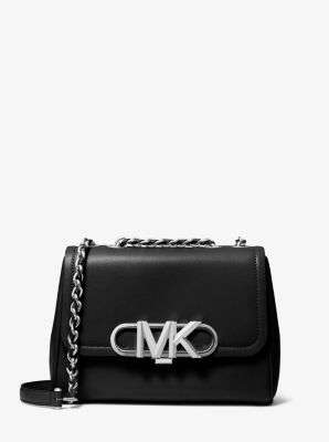 Michael Michael Kors Greenwich Medium Leather Shoulder Bag - Black