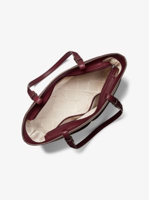 Michael Kors Voyager Travel Shoulder Tote Merlot Pebbled Leather