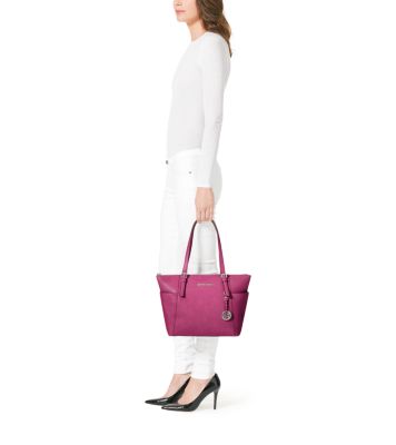 Jet Set Leather Top-Zip Tote Bag image number 2