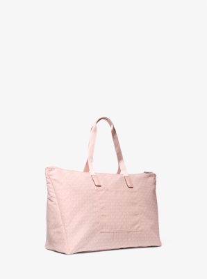 Jet Set Travel Large Signature Logo Print Woven Tote Bag