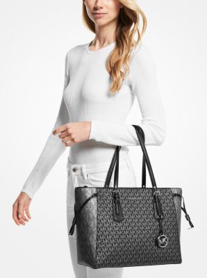 Voyager Medium Two-Tone Metallic Logo Tote Bag | Michael Kors