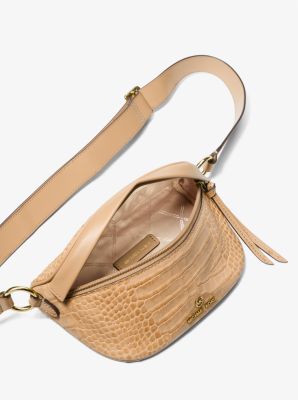 Bandolera Slater extrapeque&ntilde;a de cuero con estampado de cocodrilo