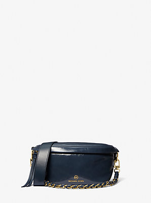 Michaelkors Slater Extra-Small Patent Leather Sling Pack,NAVY
