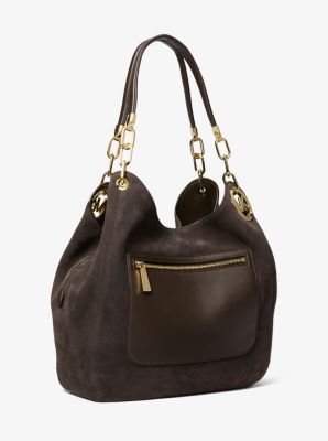 Michael Kors Astor Large Studded Suede Shoulder Bag