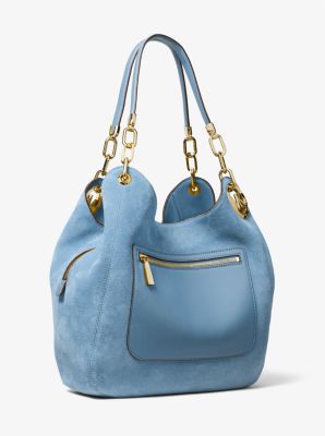 Lillie Large Suede Shoulder Bag in CHAMBRAY | Michael Kors