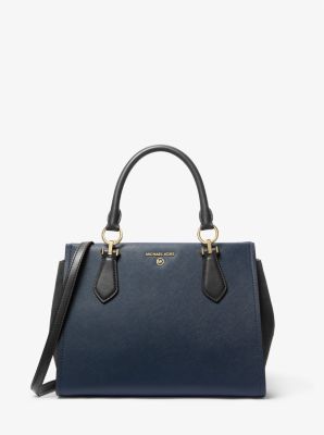 Michael Kors Michael Marilyn Medium Leather Satchel in Blue