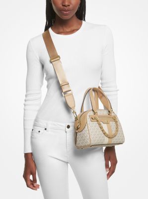 Michael Kors White Signature Coated Canvas Slater Extra-Small Logo