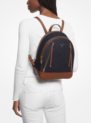 Brooklyn Medium Denim and Leather Backpack Michael Kors