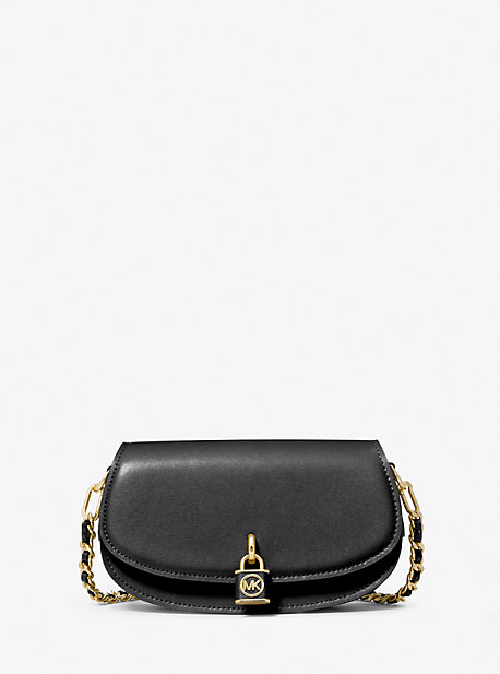 Michaelkors Mila Small Leather Shoulder Bag,BLACK