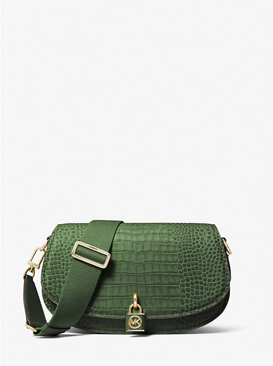 Mila Medium Crocodile Embossed Leather Messenger Bag image number 0