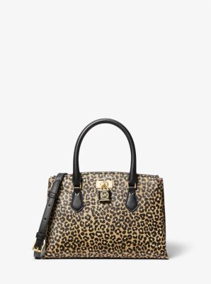 Ruby Small Leopard Print Calf Hair Satchel | Michael Kors Canada