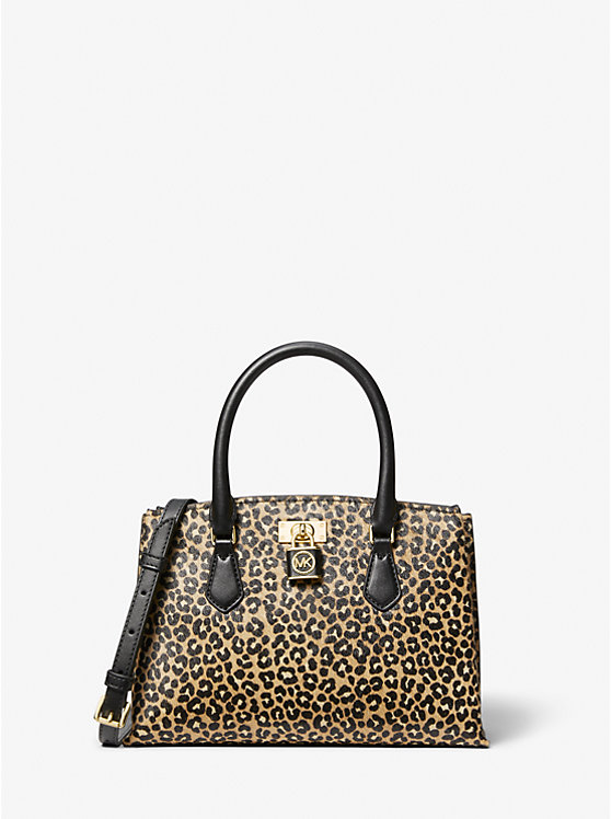 Ruby Small Leopard Print Calf Hair Satchel image number 0