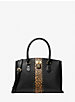 Ruby Medium Studded Leather and Leopard Print Calf Hair Satchel image number 0