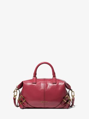 MK Darrington Small Crackled Leather Satchel - Red - Michael Kors MICHAEL Michael Kors