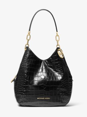 Lillie Large Crocodile Embossed Leather Shoulder Bag Michael Kors