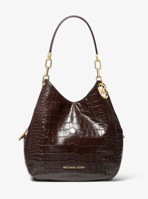 Lillie Large Crocodile Embossed Leather Shoulder Bag Michael Kors