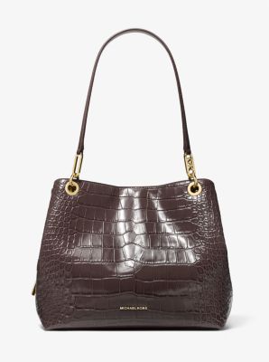 MK Kensington Large Crocodile Embossed Leather Tote Bag - Brown - Michael Kors MICHAEL Michael Kors