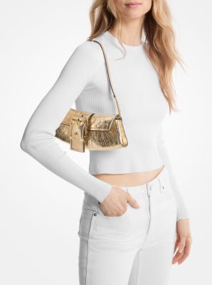 Wandelbare Clutch Colby Small aus Leder in Metallic-Krakelee-Optik image number 2