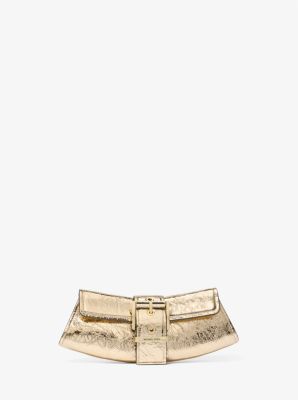 Wandelbare Clutch Colby Small aus Leder in Metallic-Krakelee-Optik image number 3