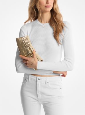 Wandelbare Clutch Colby Small aus Leder in Metallic-Krakelee-Optik image number 4