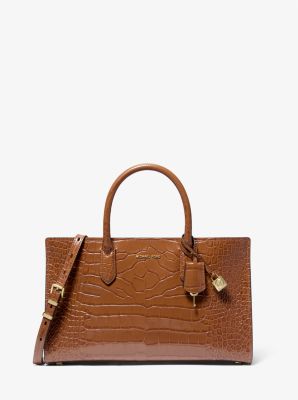 Sac Scarlett de taille moyenne en cuir verni effet crocodile en relief image number 0