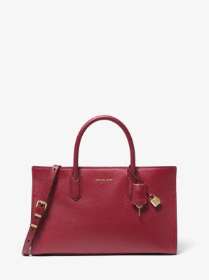 Michael Kors Scarlett Medium Leather Satchel Deep Red 30F4GETS2L