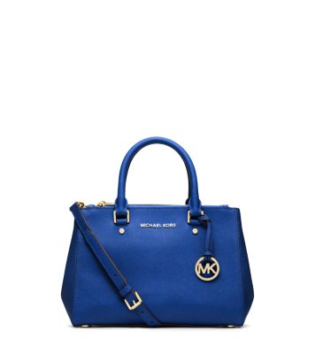 michael kors sutton saffiano blue leather satchel