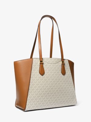 Taryn Large Signature Logo and Leather Tote Bag image number 2