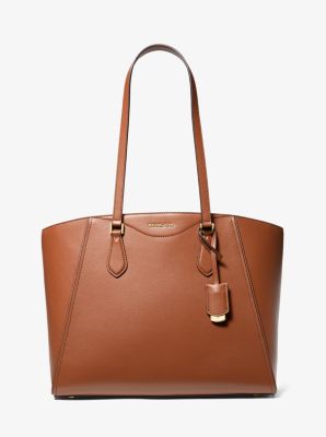 MK Taryn Large Leather Tote Bag - Brown - Michael Kors MICHAEL Michael Kors