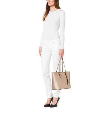 Michael Kors Laney Medium Leather Top Zip Tote Bag - Macy's