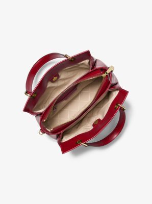 Susan Medium Quilted Leather Satchel in DEEP RED | Michael Kors